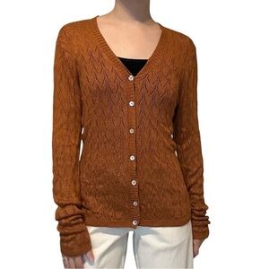 CP Shades Cardigan Sweater Button Up V-neck Minimalist Brown Casual Size Medium